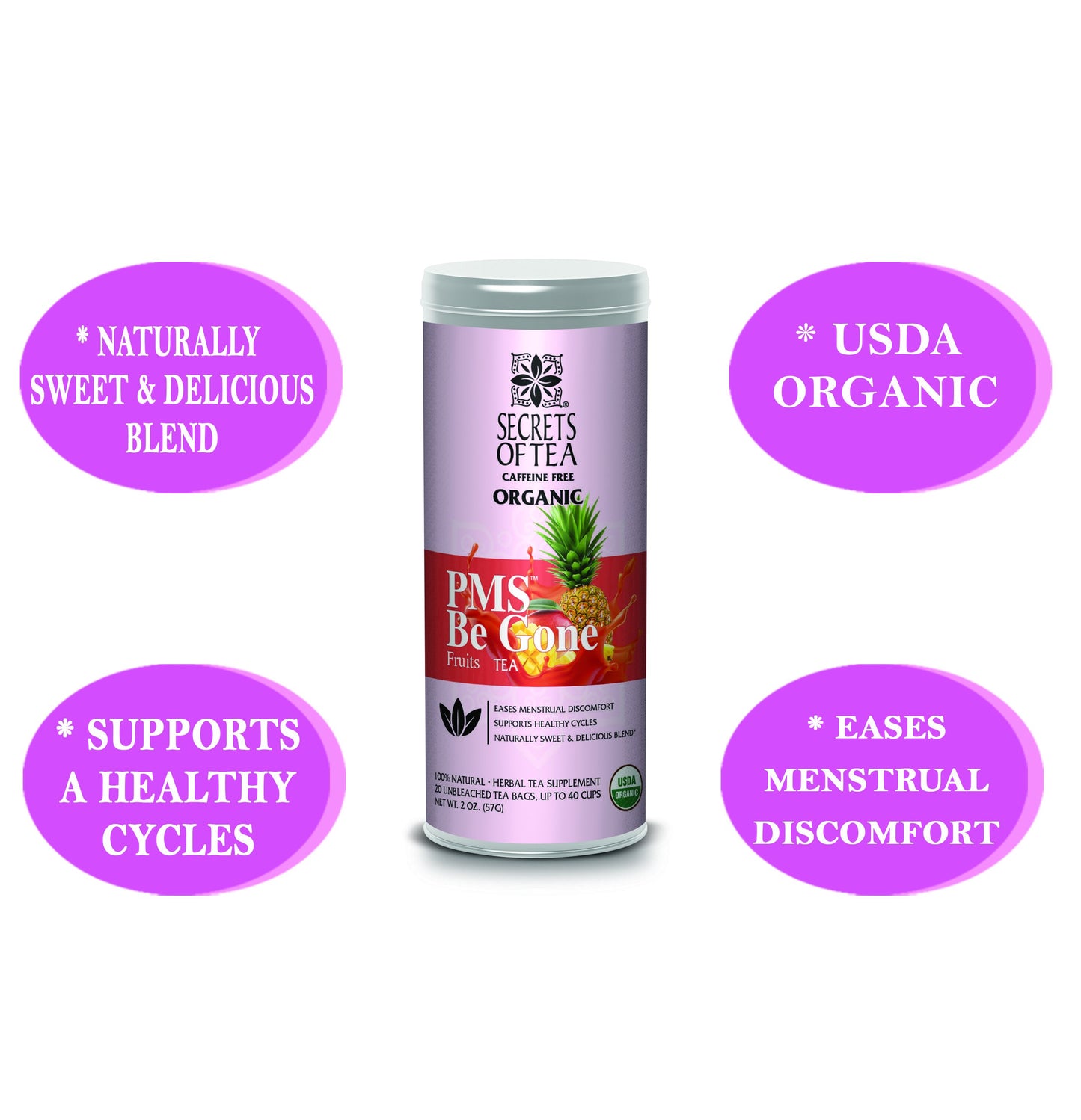 Secrets Of Tea PCOS & PMS Be Gone Tea Support for Women - Symptom