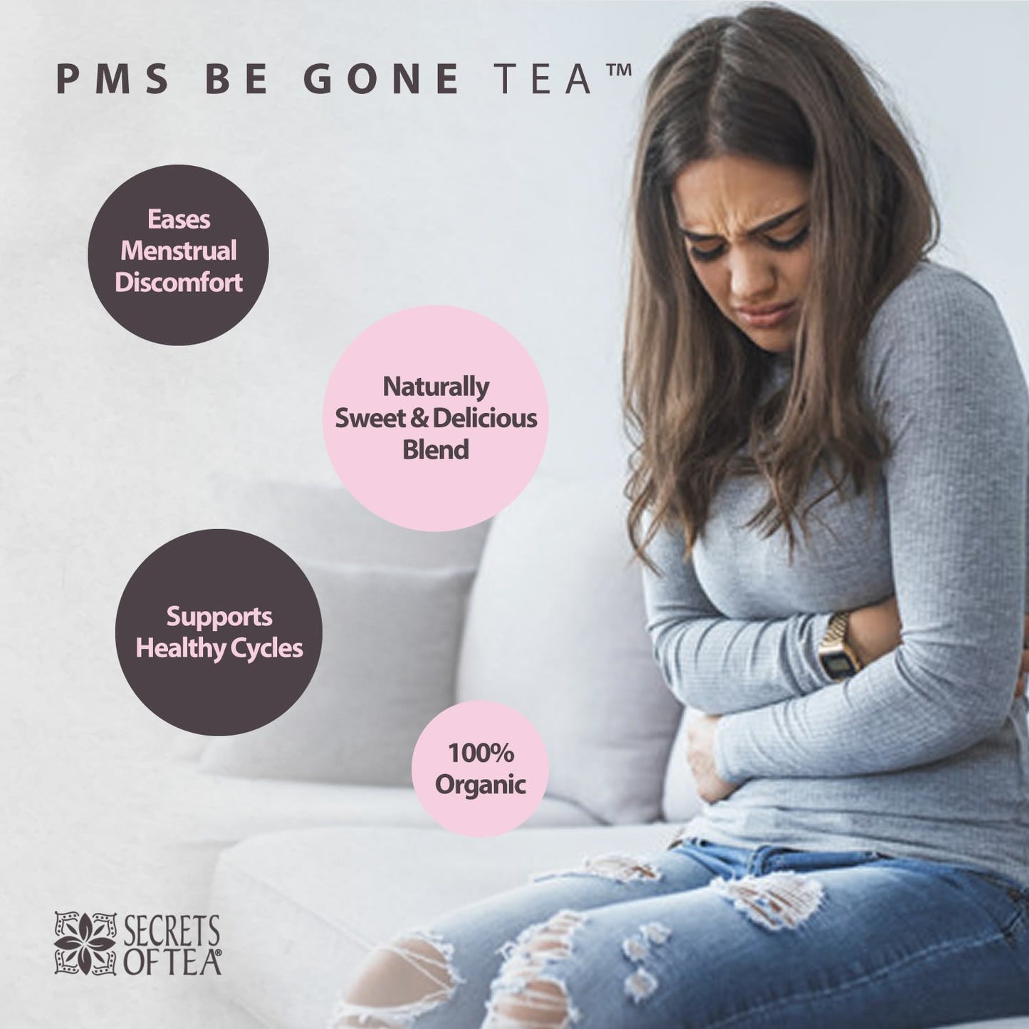 Secrets Of Tea PCOS & PMS Be Gone Tea Support for Women - Symptom