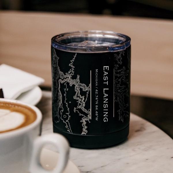 East Lansing - Michigan Map Insulated Cup in Matte Black