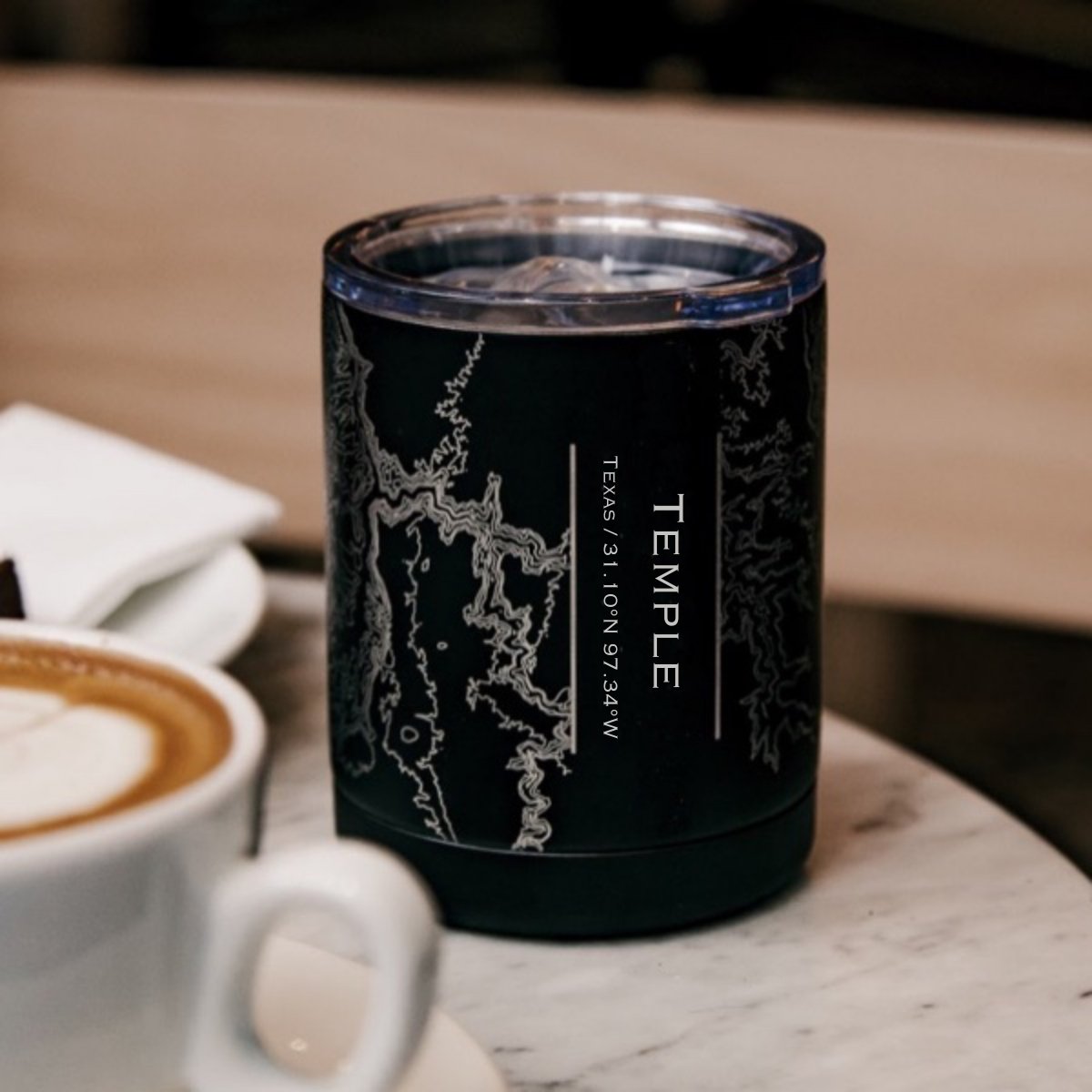 Temple - Texas Map Insulated Cup in Matte Black
